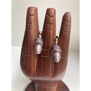 Beautiful Sterling Silver Pearl and Cut Faceted Agate Stone Dangle Drop Earrings